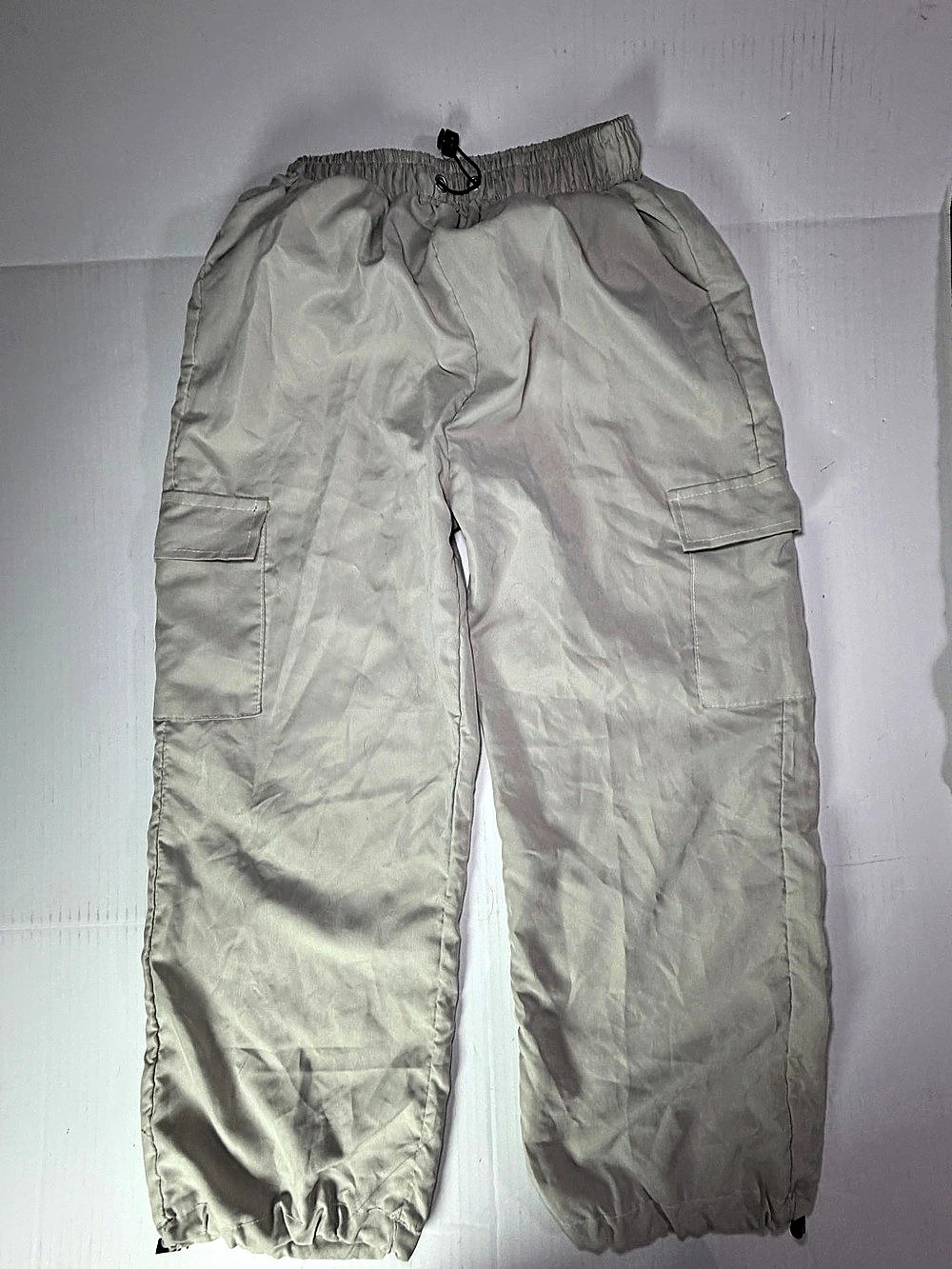 Beige parachute Cargo Jogger Pants